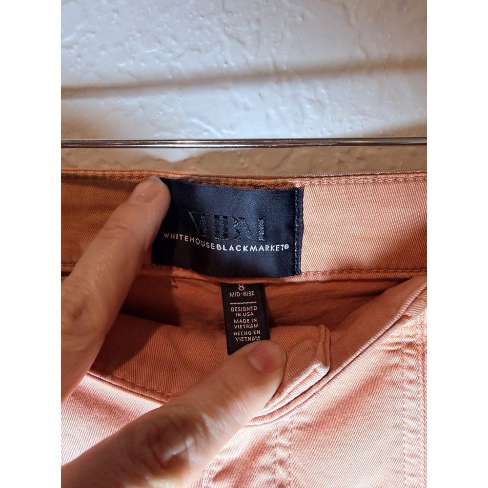White House Black Market Mid-Rise Straight Crop Pret-A-Pedi Pant, Peach, 8 - Picture 4 of 8